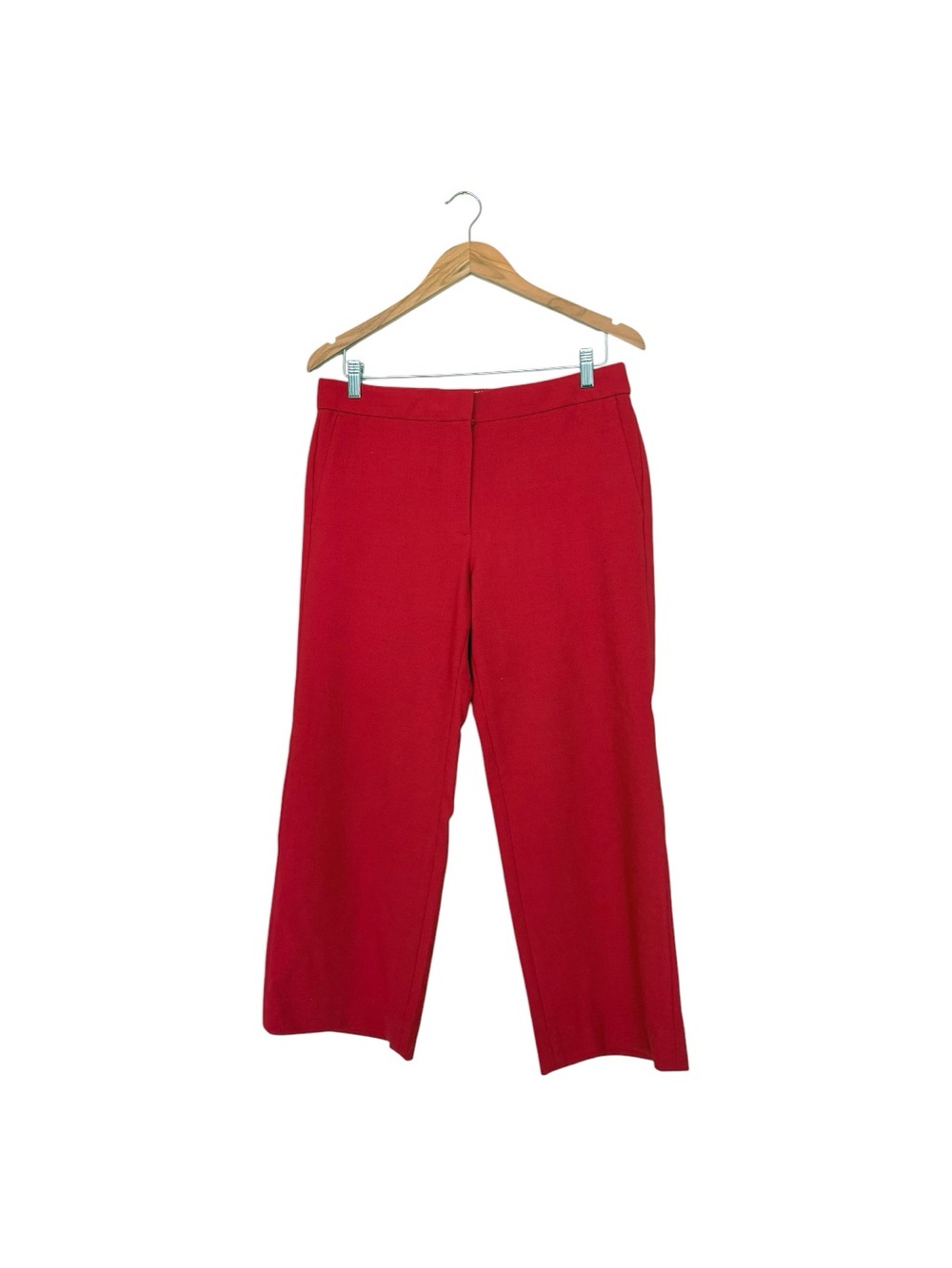 J. Crew  Vibrant Red Single-Button Capri Wool Blend Straight Leg Dress Pants 8
